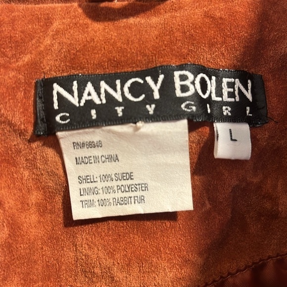 VTG Nancy Bolen City Girl Vintage Suede Jacket No Fur Collar Large Boho - Picture 2 of 7